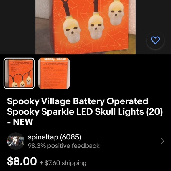 NWT Spooky Village 20 Count Battery Operated Halloween LED Skull 💀 light set - Picture 3 of 4